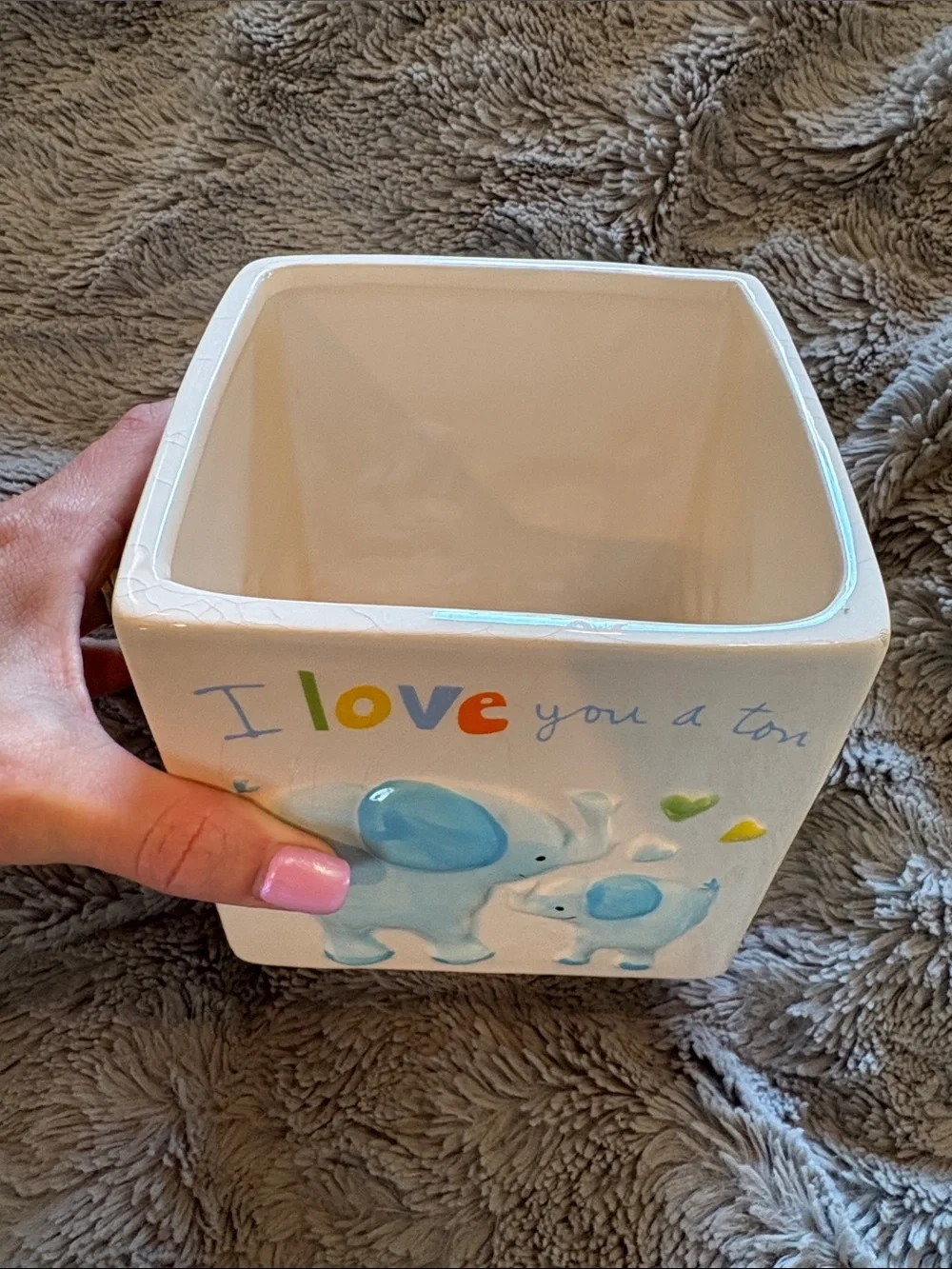 I Love Moo Ceramic Cow Pot or Container- Nursey Decor